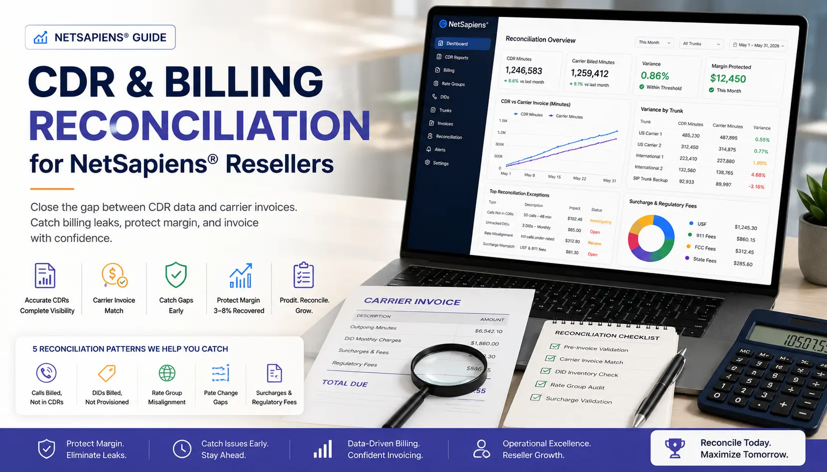 CDR and billing reconciliation dashboard for NetSapiens resellers