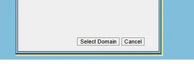 Select Domain confirmation with the Select Domain and Cancel buttons